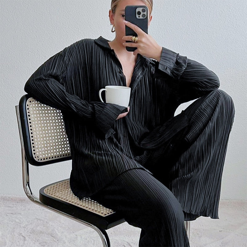 Pleated Two Piece Set