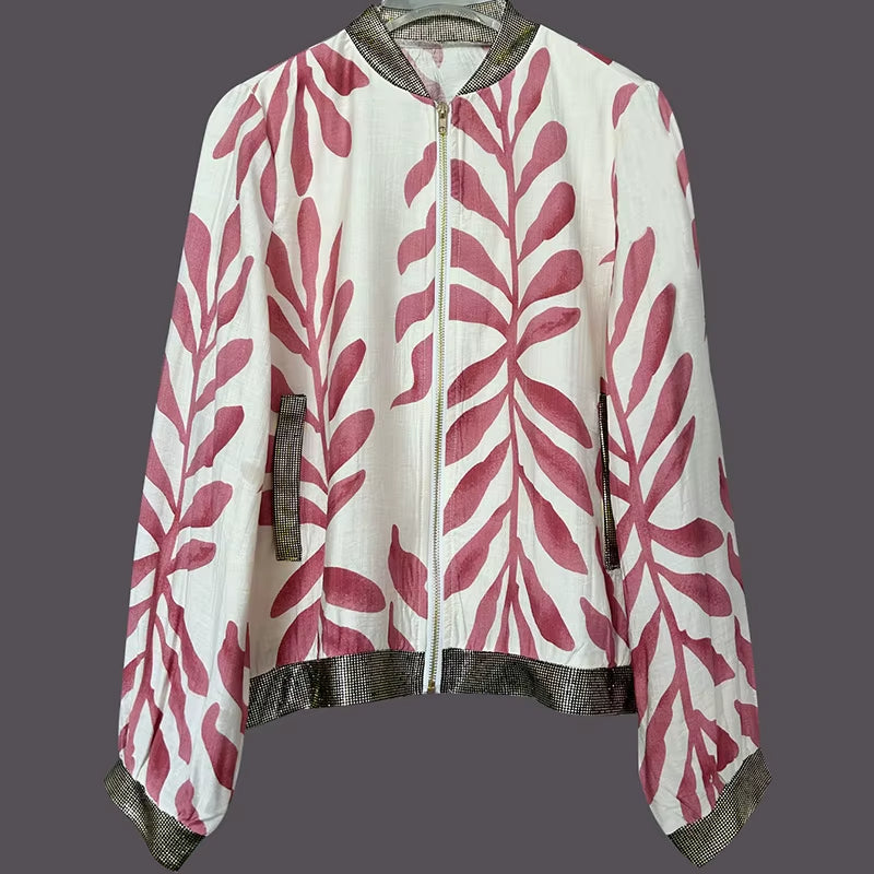 Women's Jacket Leaf Print
