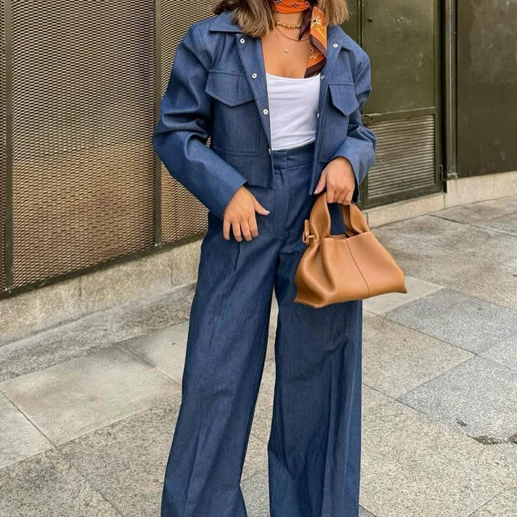 Solid Causal Jacket Pant Sets