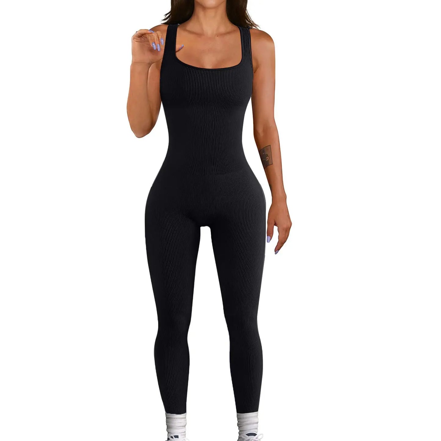 Women's Yoga Ribbed One-Piece Romper