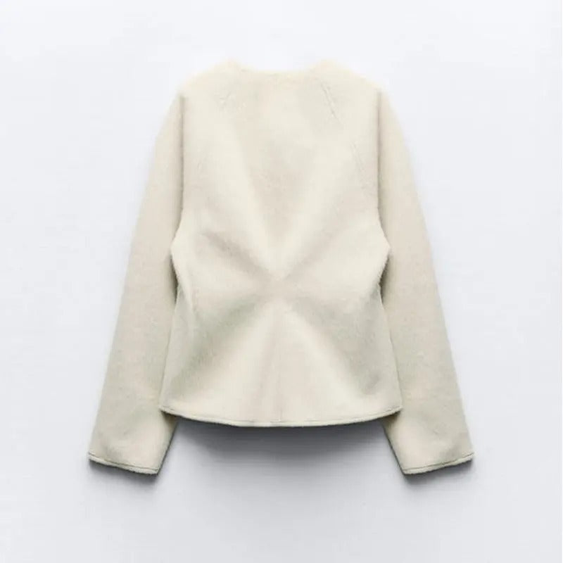 Leather Buckle Woolen Jacket