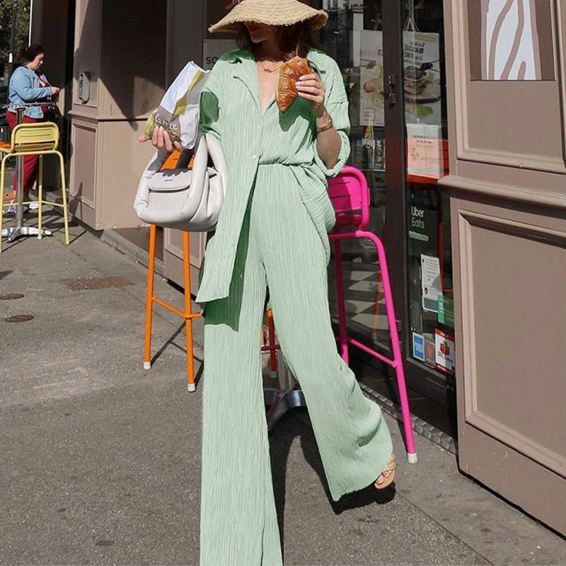 Pleated Two Piece Set