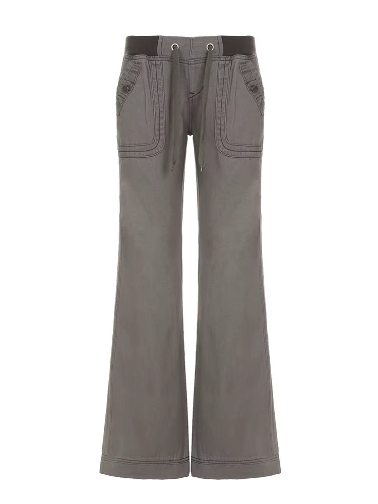 Retro Lace-up Low Rise Pants