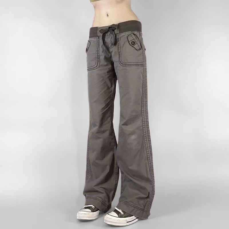 Retro Lace-up Low Rise Pants