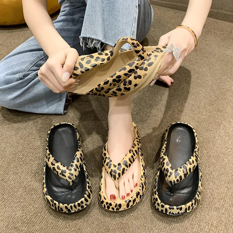 Leopard-Print Flip-Flops