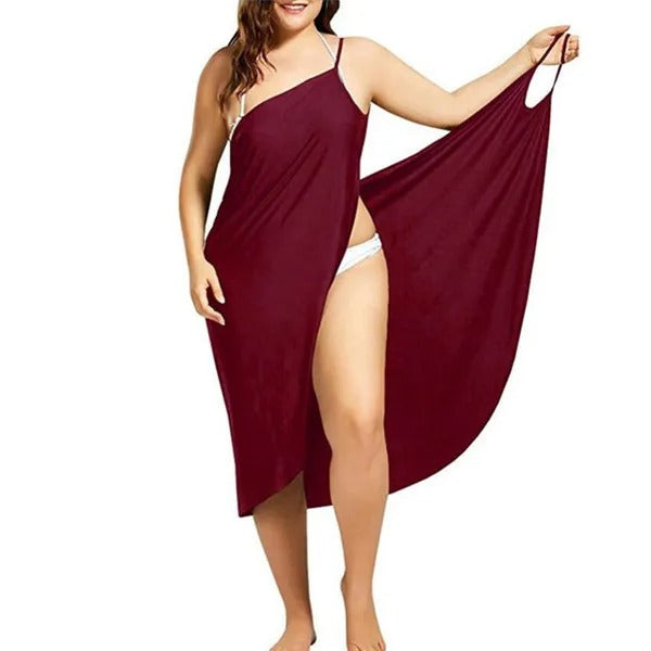 Women Solid Color Wrap Dress