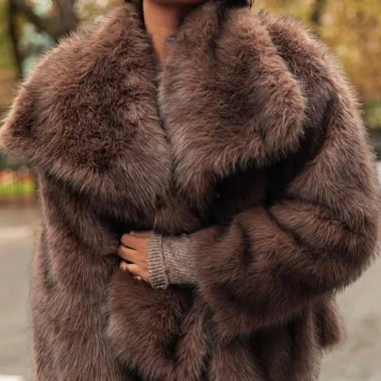 Lapel Faux Fur Jacket