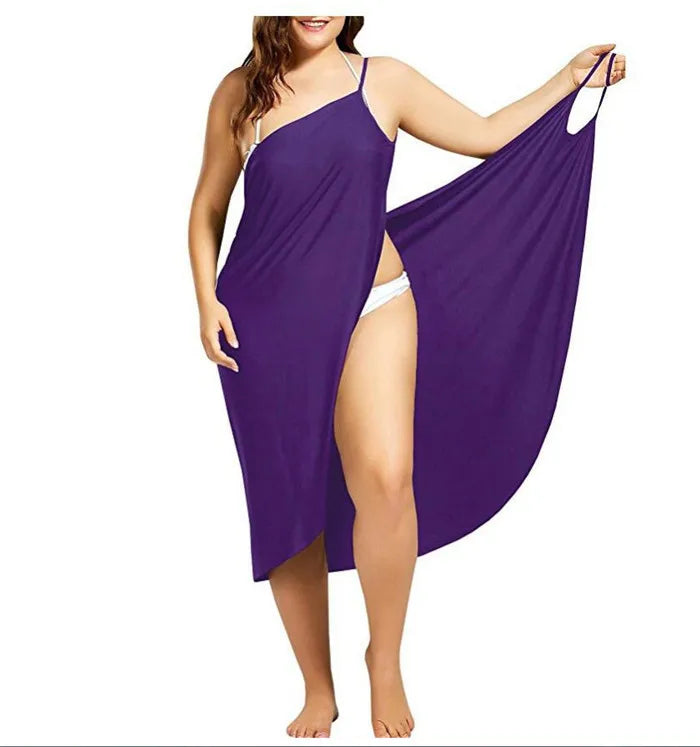 Women Solid Color Wrap Dress