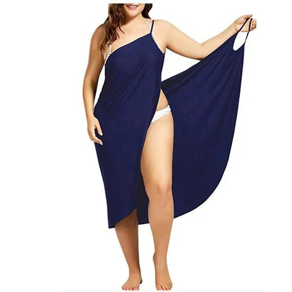 Women Solid Color Wrap Dress