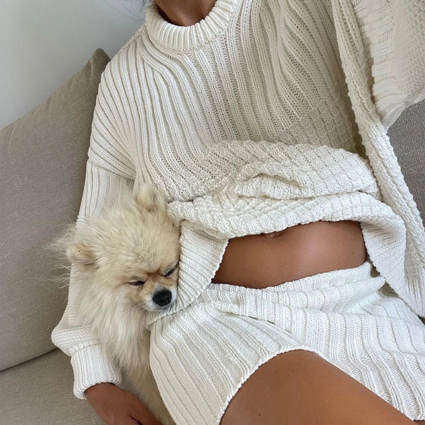 Knitted Sweater Shorts Outfit