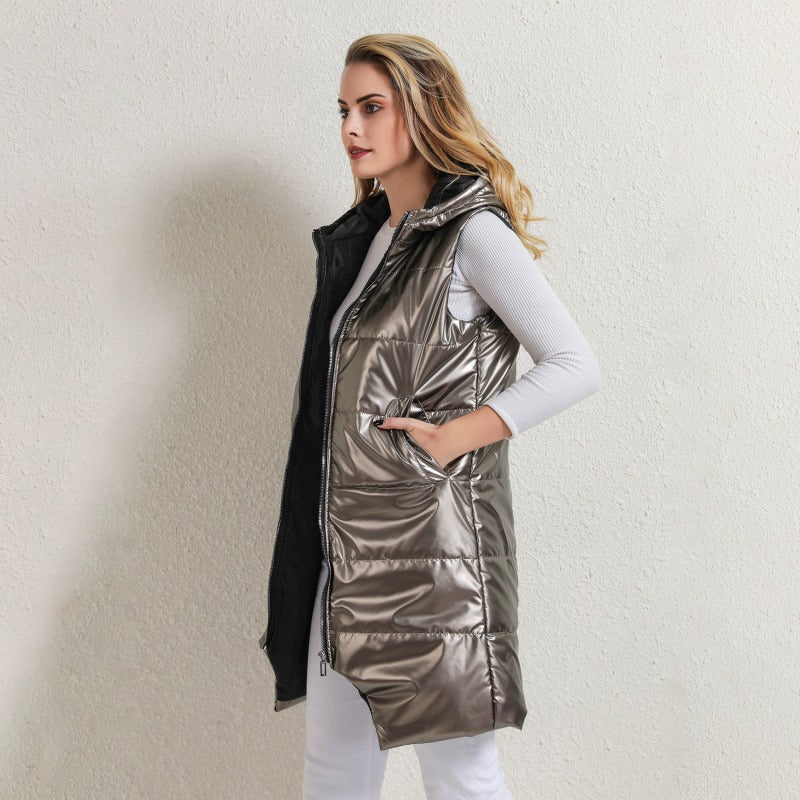 Long Hooded Coat Vest