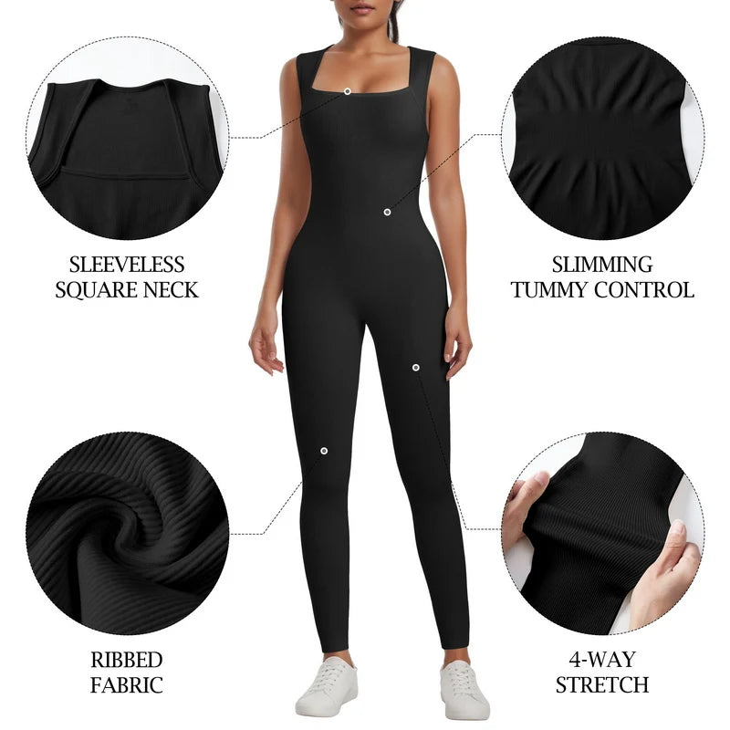 Women's Yoga Ribbed One-Piece Romper