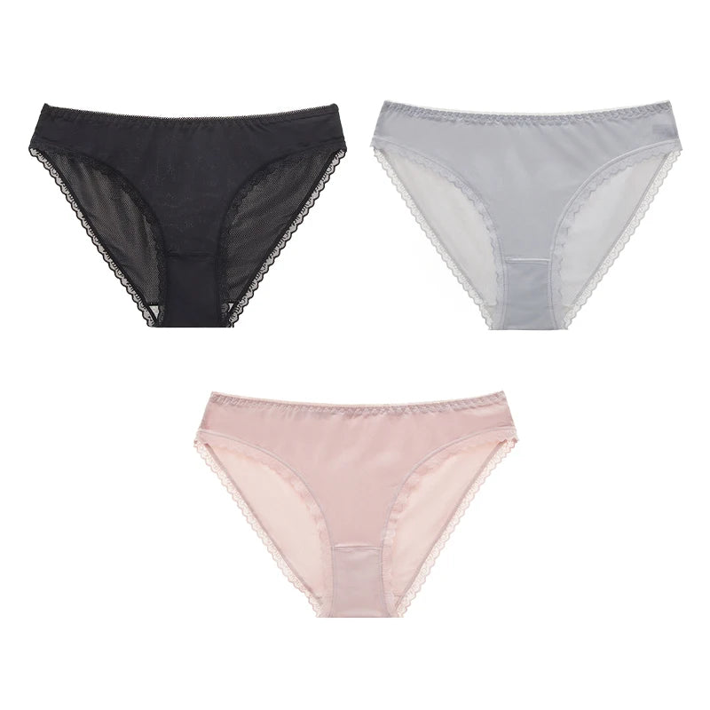 BANNIROU 3Pcs Ice Silk Women's Underwear