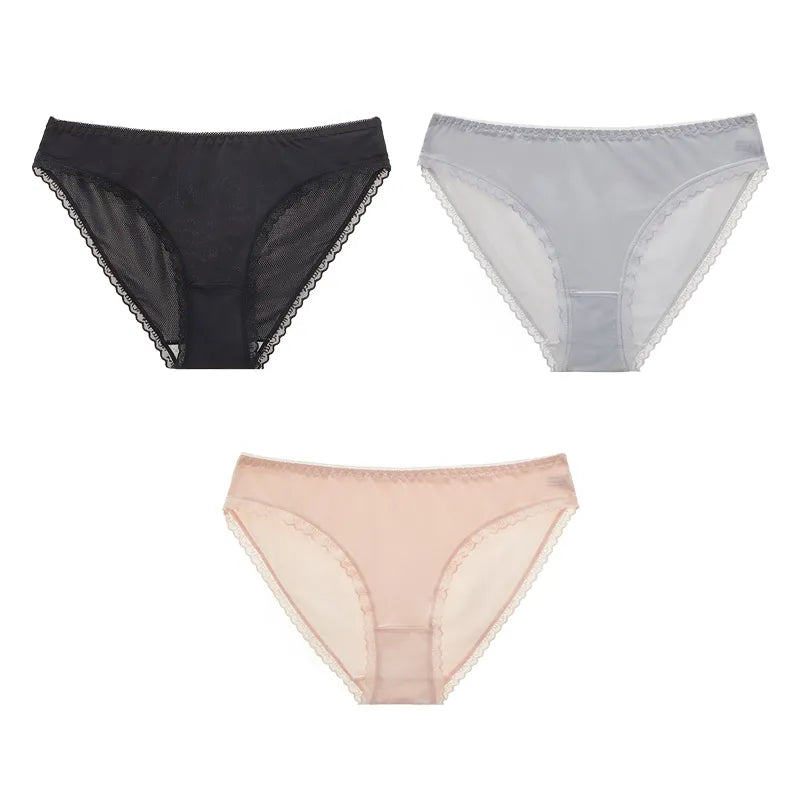 BANNIROU 3Pcs Ice Silk Women's Underwear