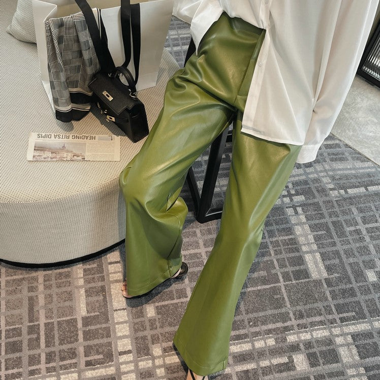 Straight Faux Leather Pants