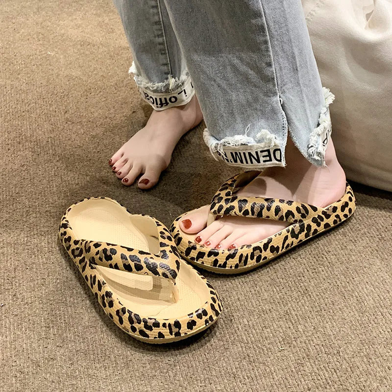 Leopard-Print Flip-Flops