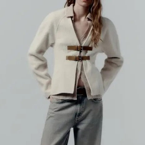 Leather Buckle Woolen Jacket