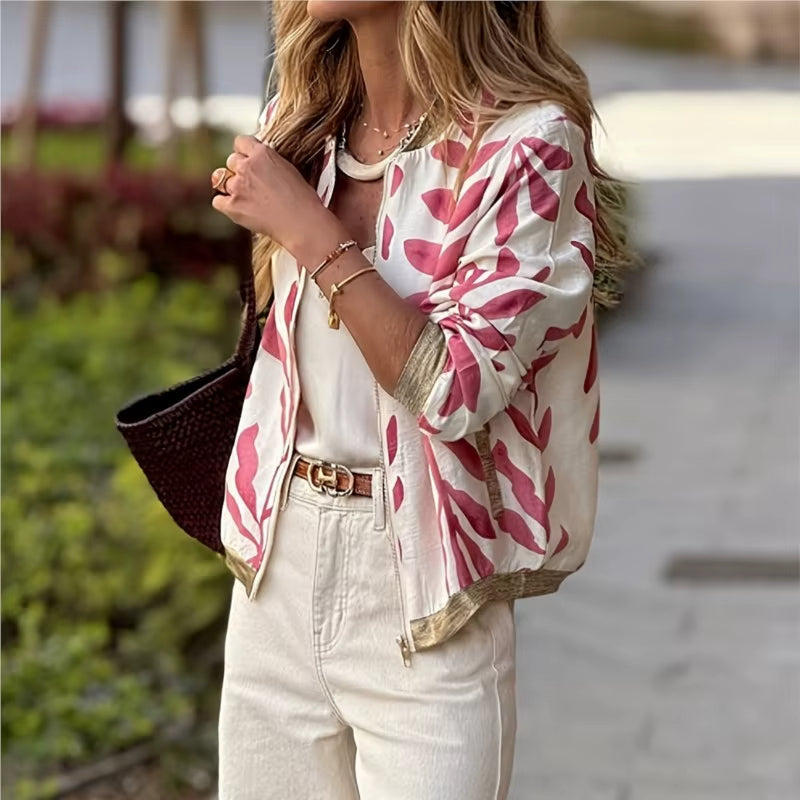 Women's Jacket Leaf Print
