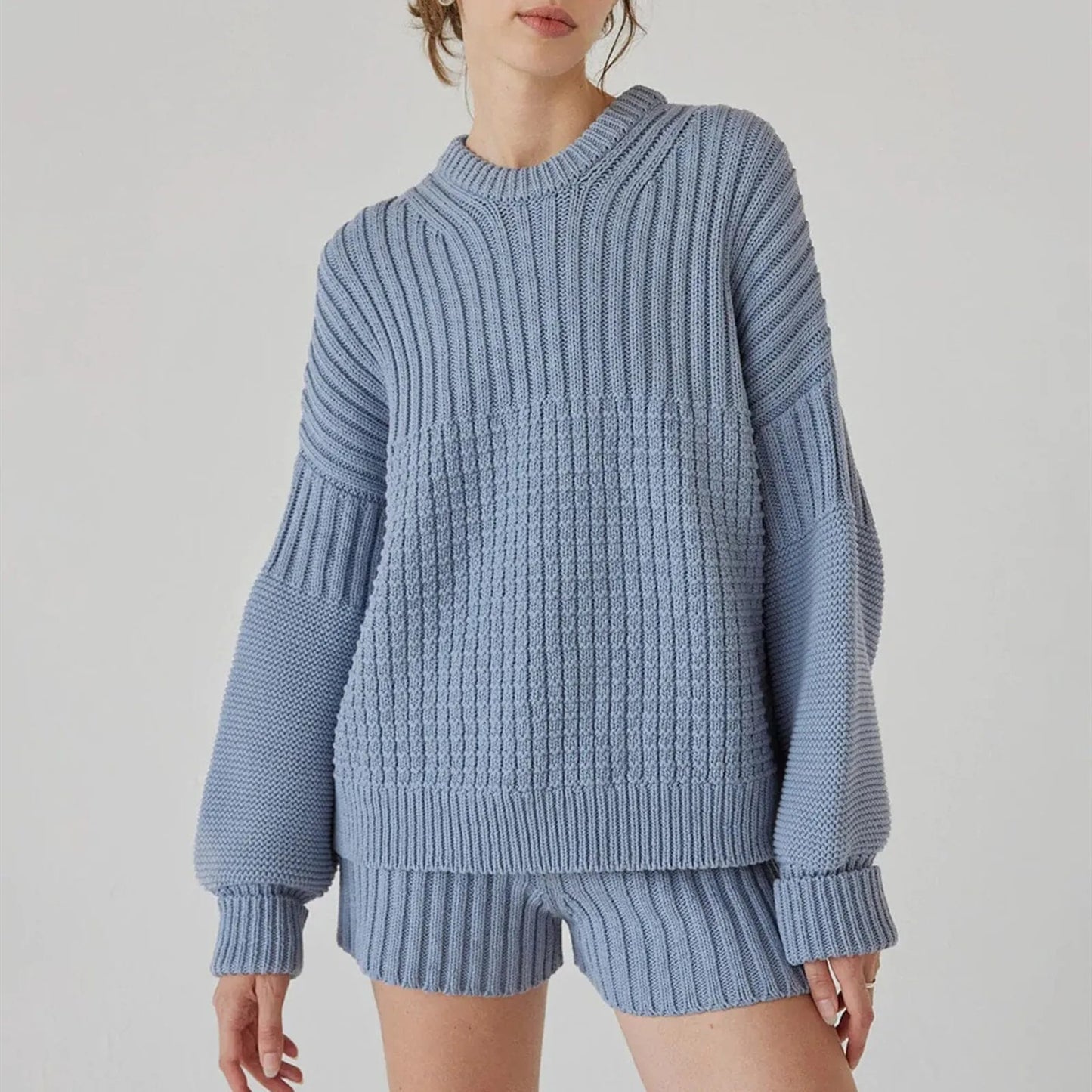 Knitted Sweater Shorts Outfit