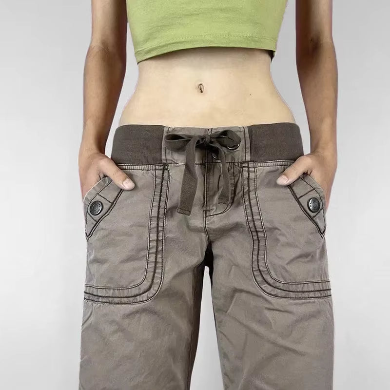 Retro Lace-up Low Rise Pants