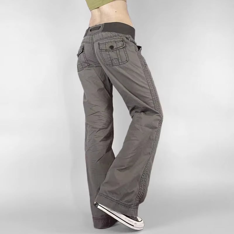 Retro Lace-up Low Rise Pants