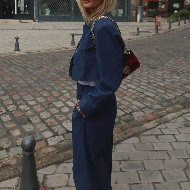 Solid Causal Jacket Pant Sets