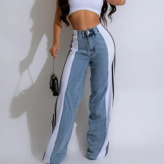 Casual Women Striped Denim Pants