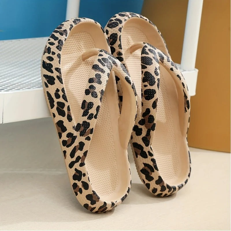 Leopard-Print Flip-Flops