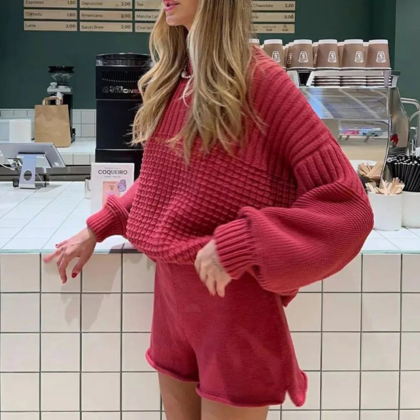 Knitted Sweater Shorts Outfit
