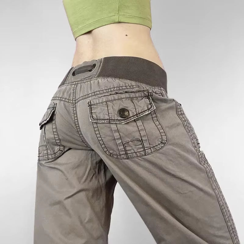 Retro Lace-up Low Rise Pants