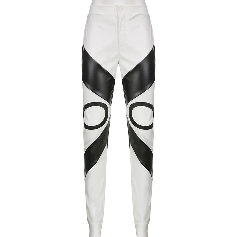 Print Pencil Leather Pants