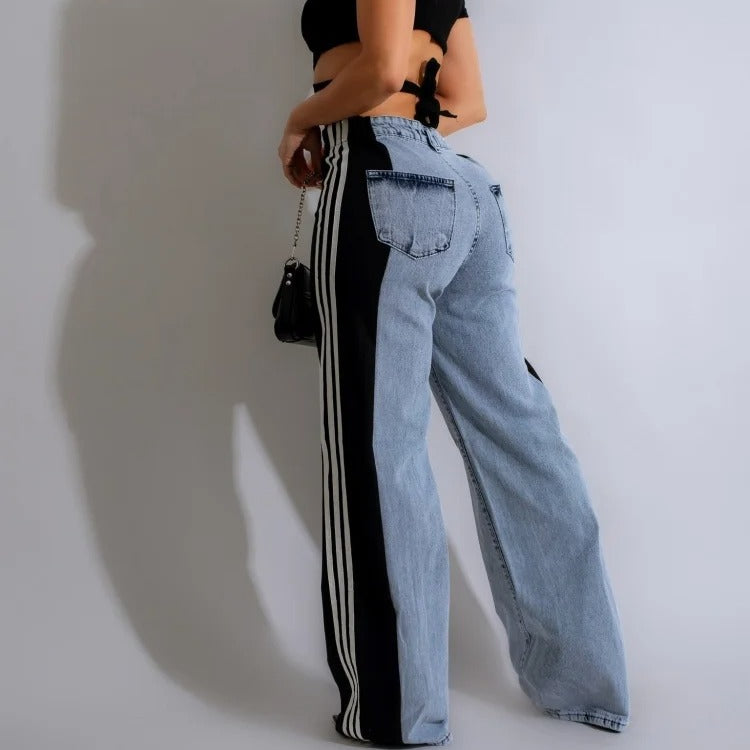Casual Women Striped Denim Pants