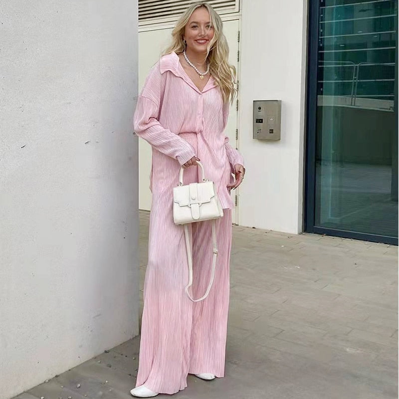 Pleated Two Piece Set