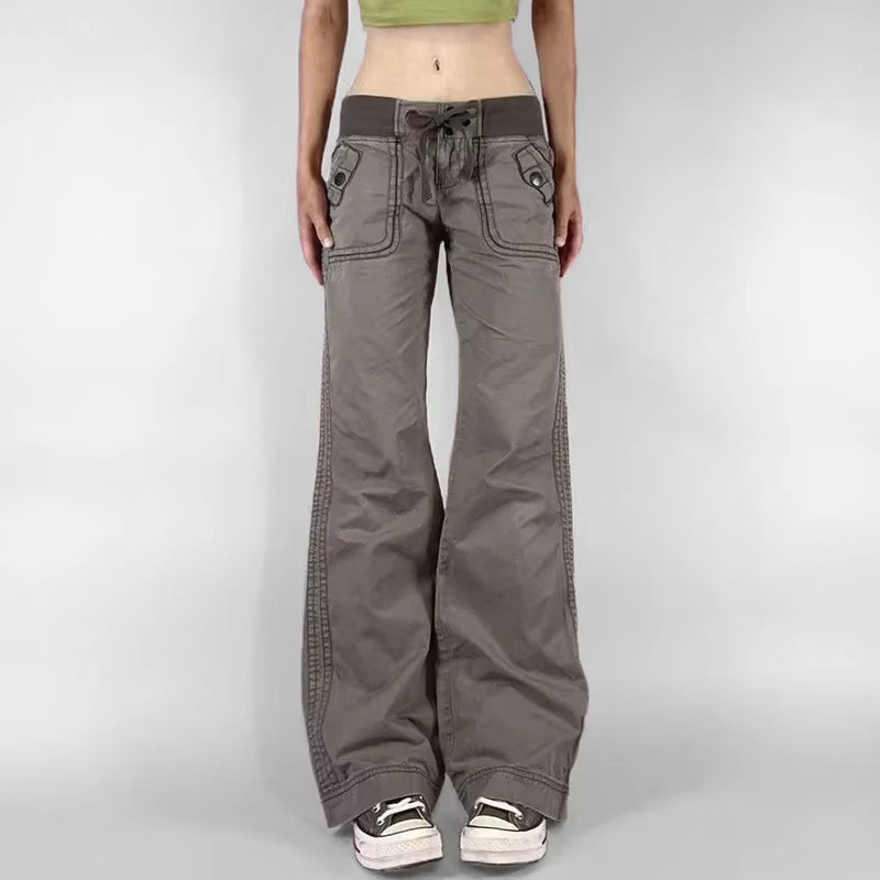 Retro Lace-up Low Rise Pants