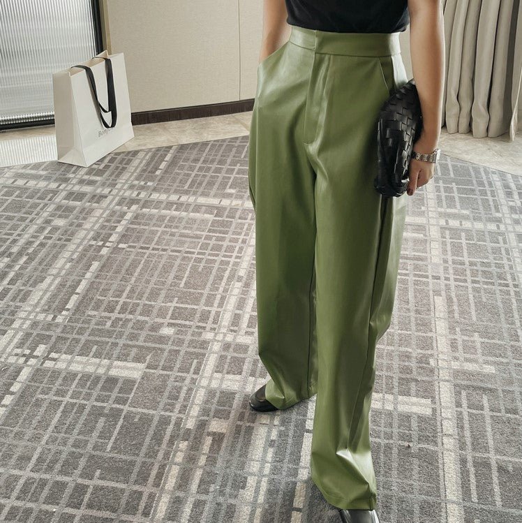 Straight Faux Leather Pants