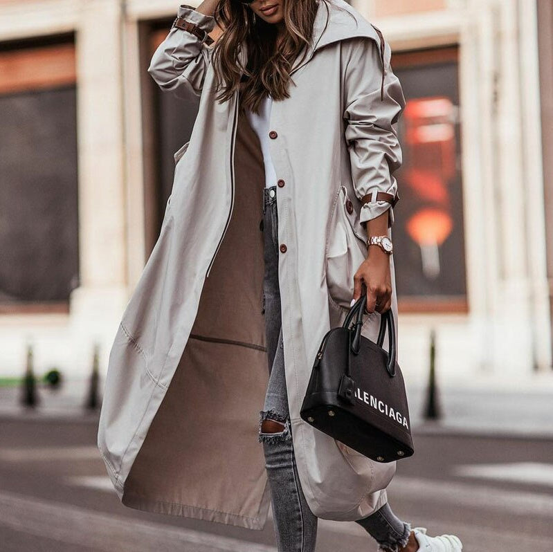 Long Hooded Trench Coat