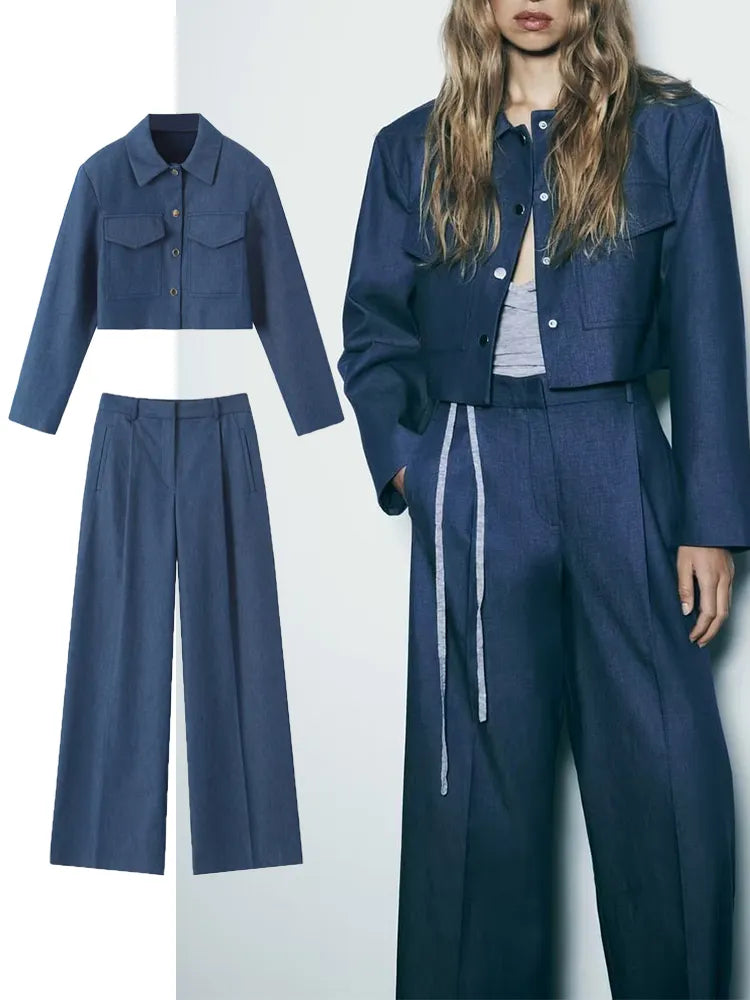 Solid Causal Jacket Pant Sets