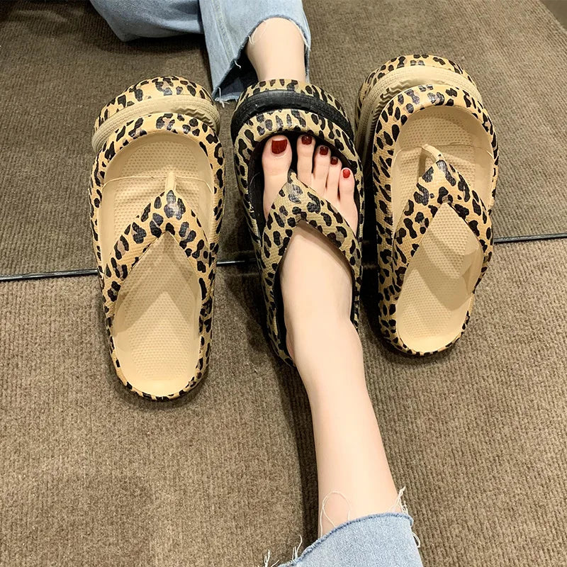 Leopard-Print Flip-Flops