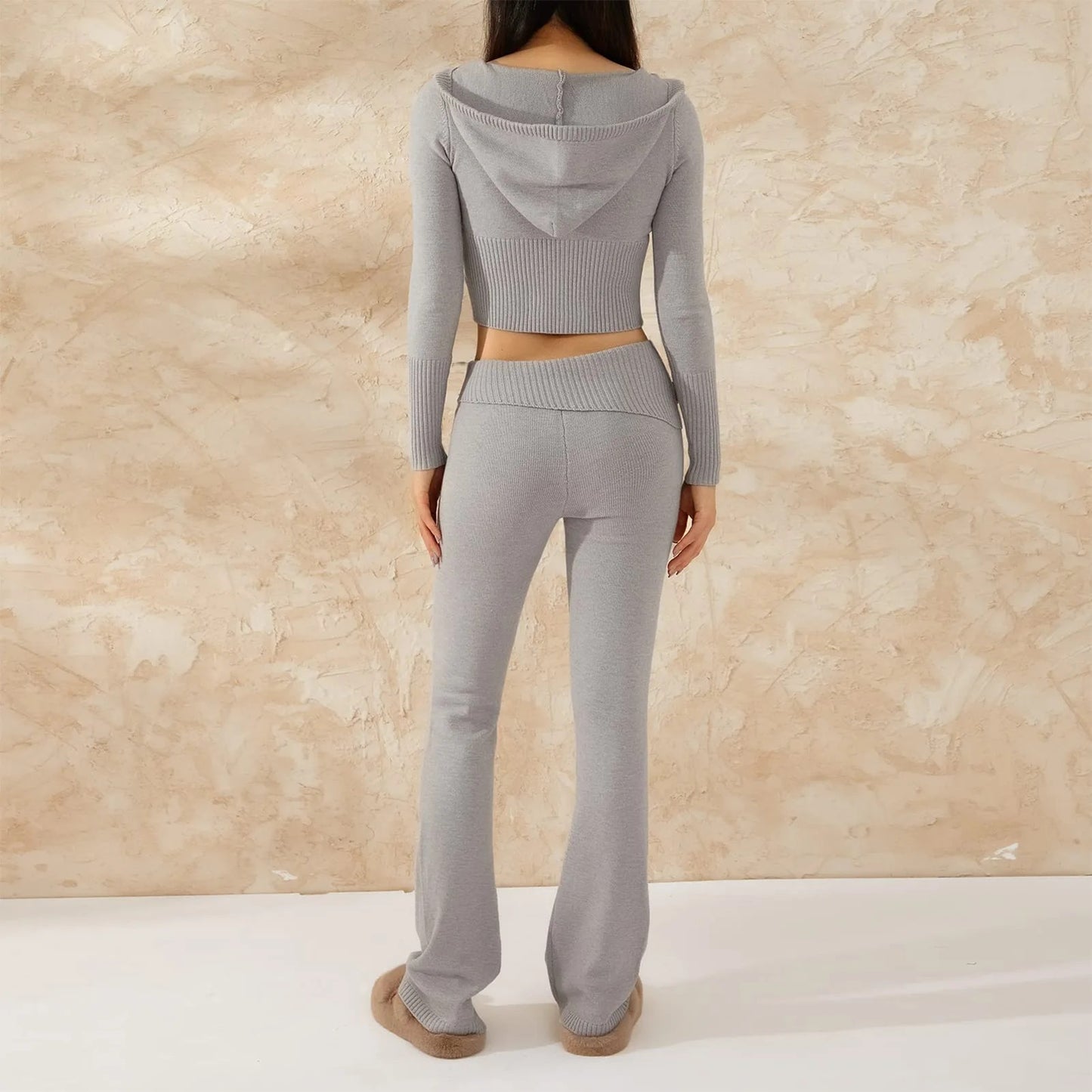Zipper Lace-up Hoodies Pant Set