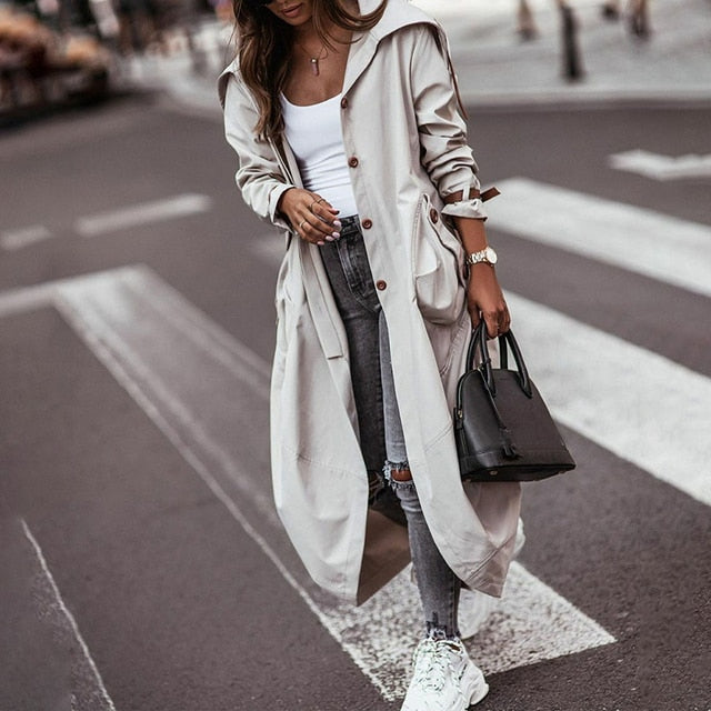 Long Hooded Trench Coat
