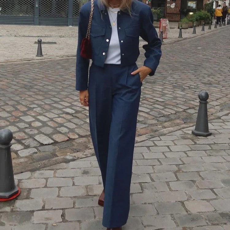 Solid Causal Jacket Pant Sets