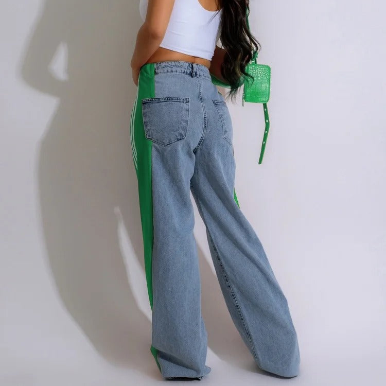 Casual Women Striped Denim Pants