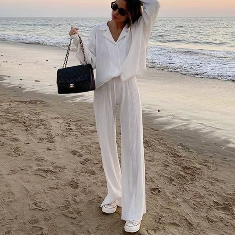 Pleated Two Piece Set