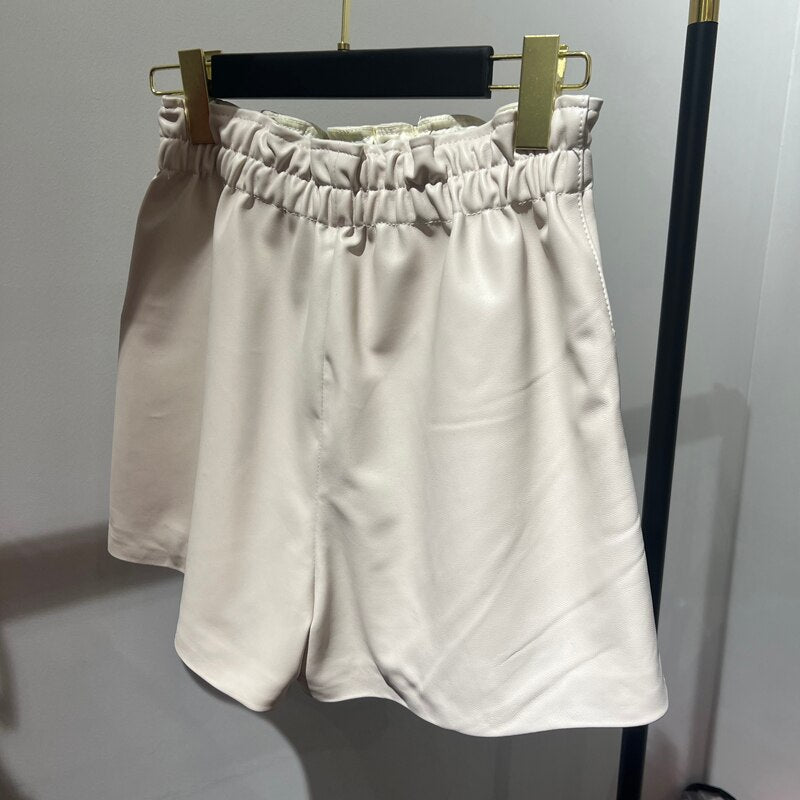 High Waist Leather Shorts