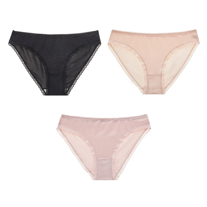 BANNIROU 3Pcs Ice Silk Women's Underwear