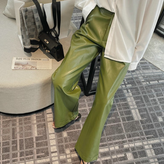 Straight Faux Leather Pants