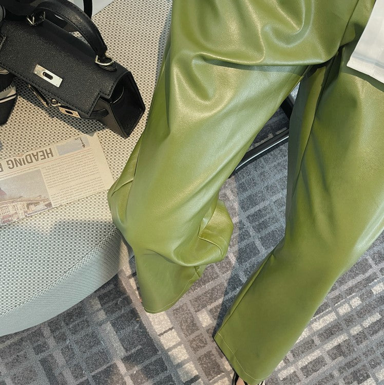 Straight Faux Leather Pants