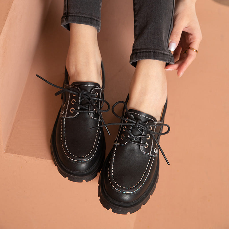 Leather Platform Oxfords