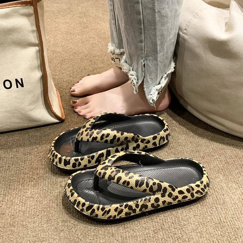 Leopard-Print Flip-Flops