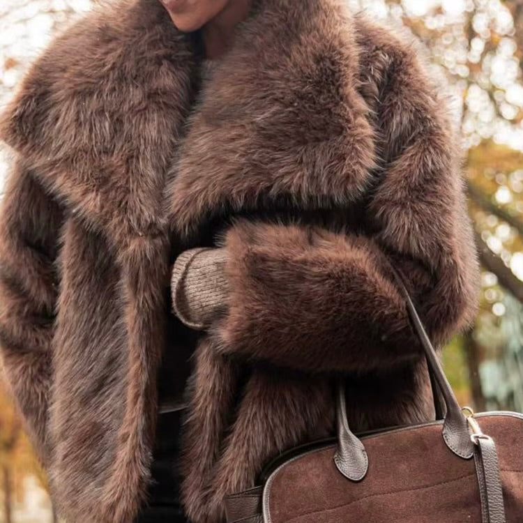 Lapel Faux Fur Jacket